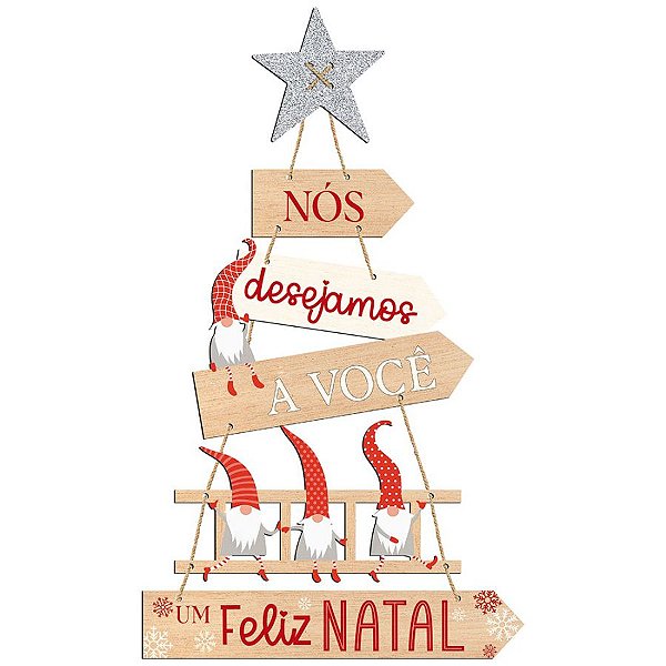 Placa Decorativa ''Feliz Natal'' - 22,4x37,7cm - Ref. DHN-063 - 1 unidade - Litoarte - Rizzo
