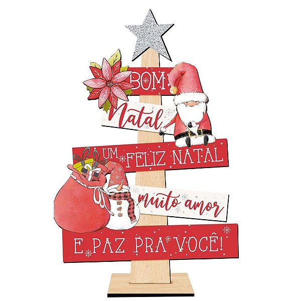 Decoração de Mesa ''Pinheirinho Bom Natal'' - 17x25,5cm - Ref. DHN-049 - 1 unidade - Litoarte - Rizzo