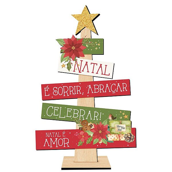 Decoração de Mesa ''Pinheirinho, Natal'' - 16x25,5cm - Ref. DHN-048 - 1 unidade - Litoarte - Rizzo