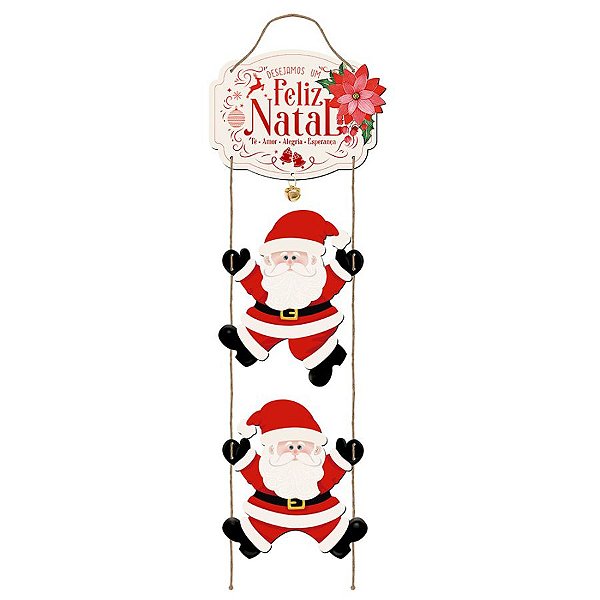 Placa Decorativa ''Desejamos um Feliz Natal'' - 18,8x52cm - Ref. DHN-046 - 1 unidade - Litoarte - Rizzo