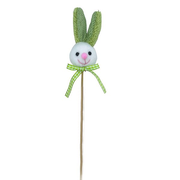 Pick Decorativo Coelho com Laço Verde de Páscoa - 29cm  - 1 unidade - Rizzo