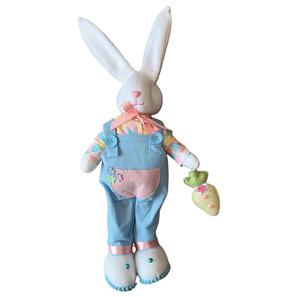 Coelho Decorativo Em Pé com Cenoura - Rosa/Azul - 1 unidade - Rizzo