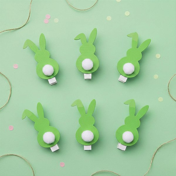 Mini Prendedor - Coelho Verde - 4,5cm - 6 unidades - Cromus - Rizzo