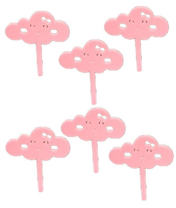 Pick Decorativo - Nuvem - Rosa - 6UN - Ref 1678 - Vivarte - Rizzo