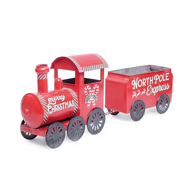 Locomotiva Decorativa de Metal  '' Trenzinho '' - 66cm  - 1 unidade - Cromus - Rizzo