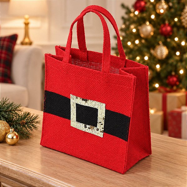 Bolsa De Natal De Juta - Cinto Noel - 20x20cm - 1 unidade - Cromus - Rizzo