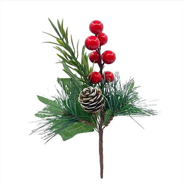 Pick Decorativo de Natal - Galhos com Frutas Vermelhas - 21cm - 1 unidade - Rizzo