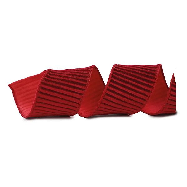 Fita Decorativa Aramada - Vermelho Canelado - 6,3x914cm   - 1 unidade - Cromus - Rizzo