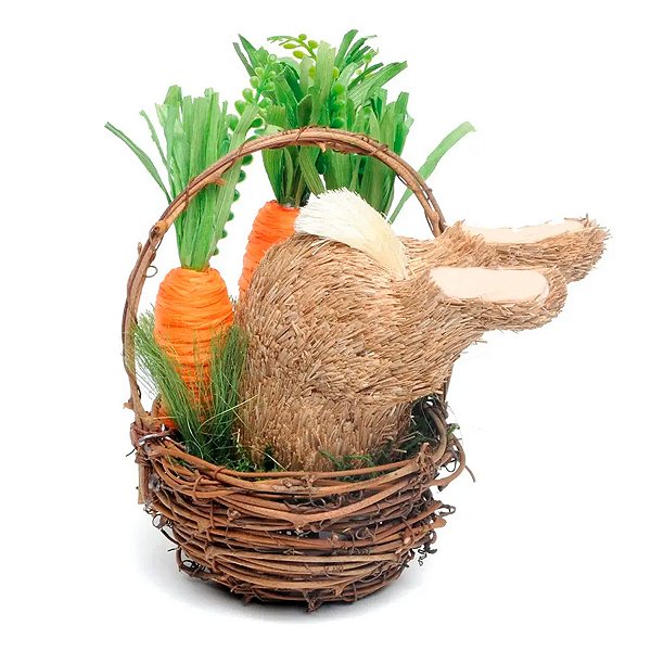 Cesta Coelho e Cenouras com Alça  - 1 unidade - Cromus - Rizzo