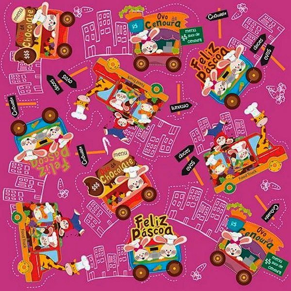 Folha para Ovos de Páscoa Metalizado Food Truck Lilás 69x89cm - 5 unidades - Cromus - Rizzo