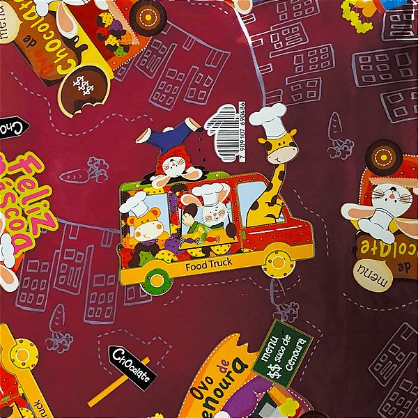 Folha para Ovos de Páscoa Metalizado Food Truck Bordô 69x89cm - 5 unidades - Cromus - Rizzo