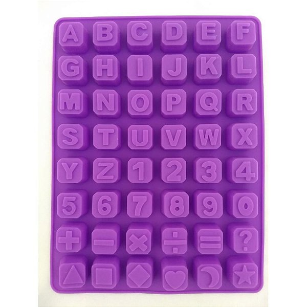 Forma De Silicone Alfabeto Numeros E Simbolos 48 Cavidades Le