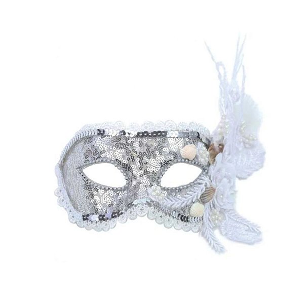 Máscara De Carnaval Veneza - Paetê e Prata - 1 unidade - Cromus - Rizzo
