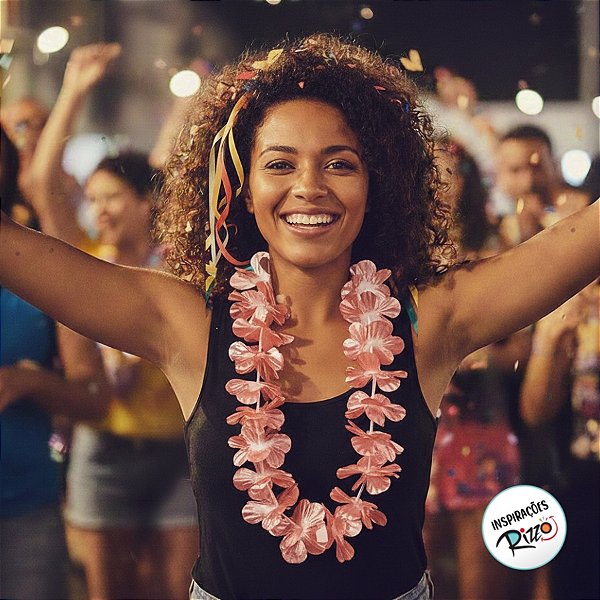 Colar Havaiano Flor Simples - Rose - 35cm - 1 unidade - Rizzo