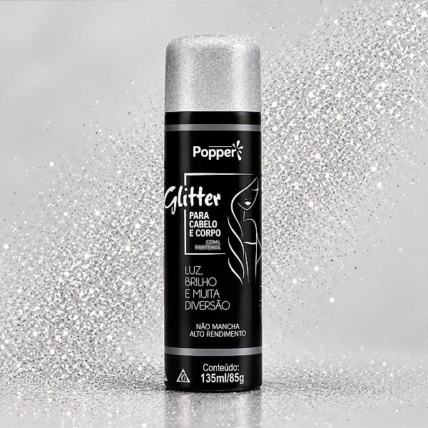 Spray de Glitter para Cabelo e Corpo Prata - 1 unidade - Festa Show - Rizzo