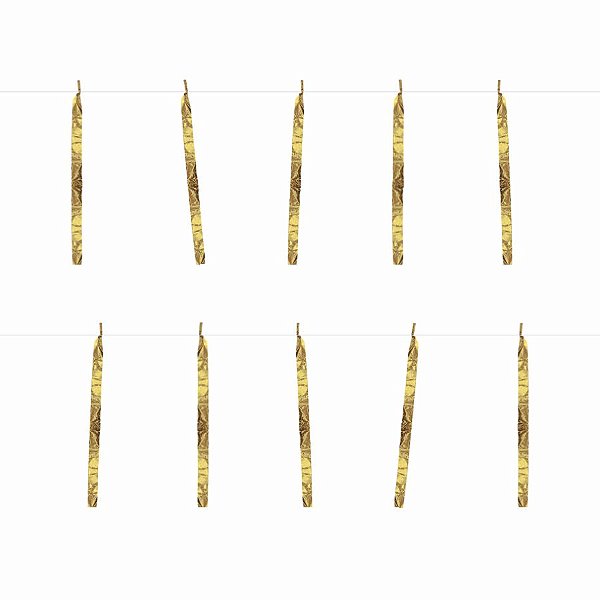 Varal de Fitas Decorativas - 10m - Dourado - 1 unidade - Rizzo