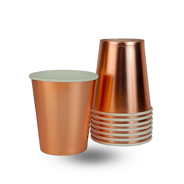 Copo Papel Liso Bronze - 10 unidades - Silver Festas - Rizzo