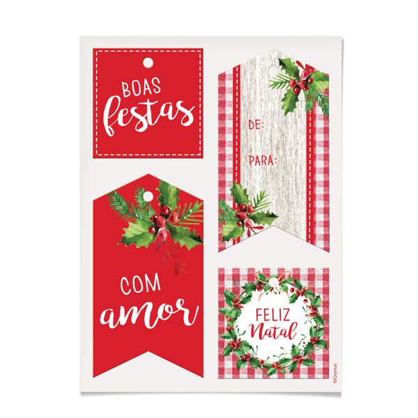Tag Decorativa Natal Tradição 12 unidades Sortida Cromus Rizzo Confeitaria