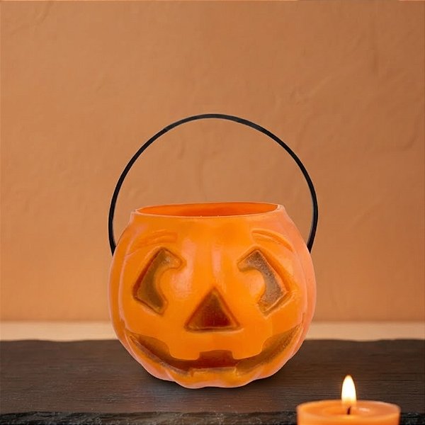 Cesta Abobora de Halloween Laranja Pequena - 9cm - 1 unidade - Rizzo