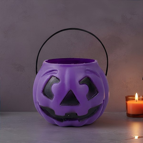 Cesta Abobora de Halloween Roxa Pequena - 9cm - 1 unidade - Rizzo