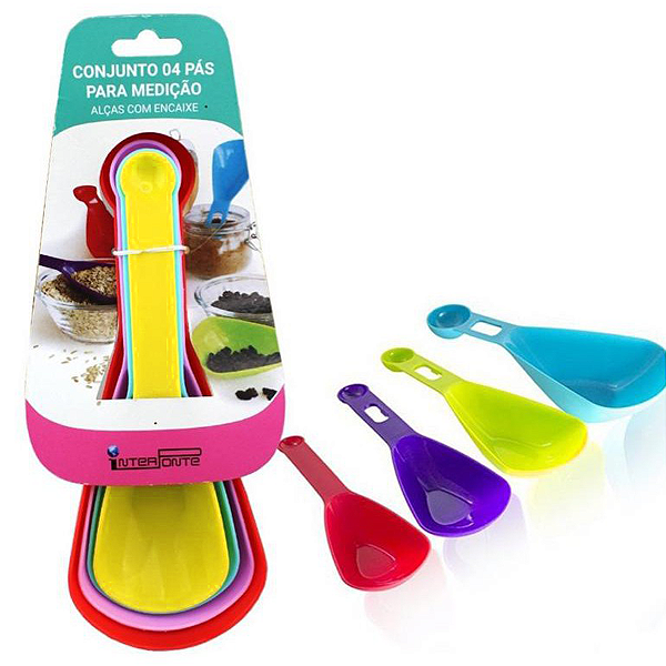 Kit Colher Medidora com 4 Peças - Cores Sortidas - 01 Kit com 04 Colheres - Inter Ponte - Rizzo
