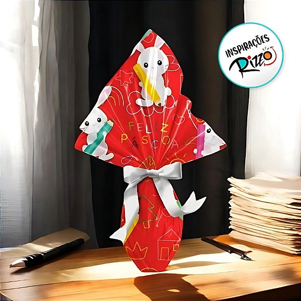 Saco Express 18x18cm para Ovos de 50g a 100g - Parquinho Vermelho - 5 unidades - Cromus - Rizzo