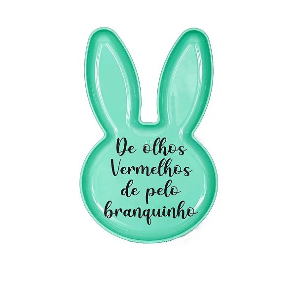Bandeja Coelho com Frase de Páscoa - Verde Claro - 25x15cm - 1 unidade - Rizzo