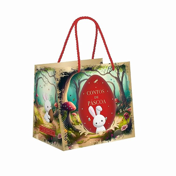 Sacola Premium Para Caixa Meio Ovo de 250g a 350g - Contos De Páscoa - 30x26x14cm - 1 unidade - Cromus - Rizzo