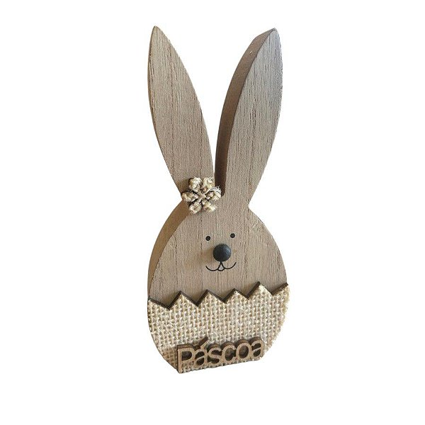 Enfeite Decorativo Páscoa - Coelho de Madeira - 14cm - 1 unidade - Cromus - Rizzo
