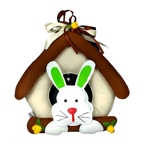 Enfeite de Porta Coelho Páscoa Casinha em Feltro - 1 unidade - Rizzo