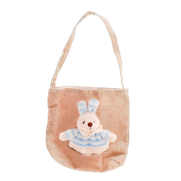 Bolsinha de Páscoa com Mini Coelho de Pelúcia - 12x22cm  - 1 unidade - Cromus - Rizzo