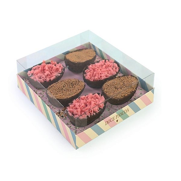 Caixa Degustação Para 6 Mini Ovos De 50g - Doce Páscoa - 16,5x15,5x6cm - 6 unidades - Cromus - Rizzo