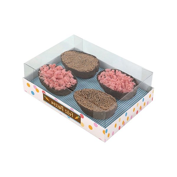 Caixa Degustação Para 4 Mini Ovos De 50g - Jump - 15,8x10,6x6cm - 6 unidades - Cromus - Rizzo