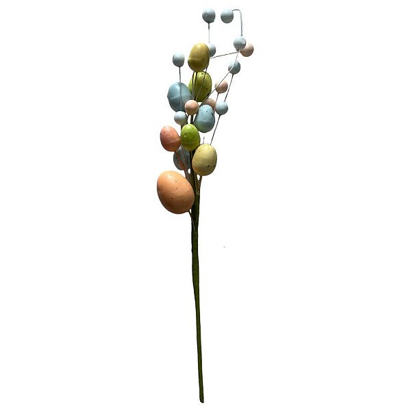 Galho Decorativo Ovos de Páscoa - Colorido - 43cm - 1 unidade - Rizzo