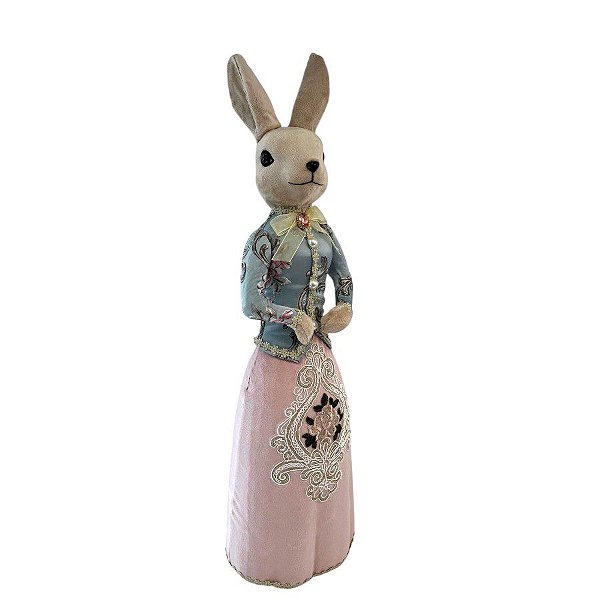 Coelho de Páscoa com Roupa Bordada - Linha Realeza Premium - 70cm - 1 unidade - Rizzo