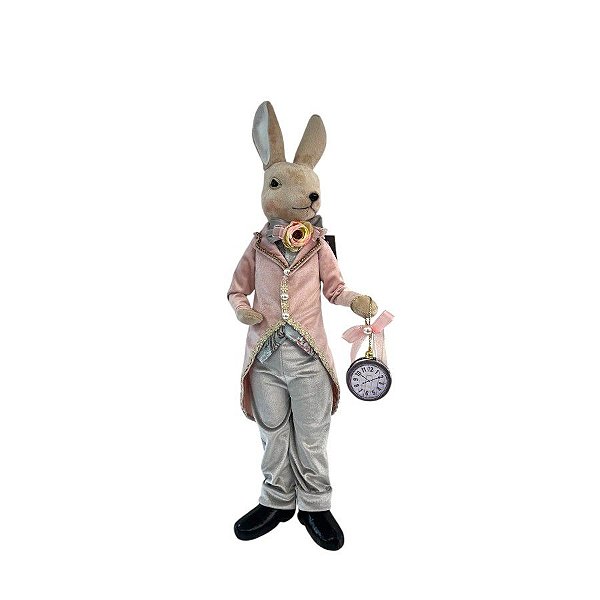 Coelho de Páscoa com Roupa Bordada e Relógio - Linha Realeza Premium - 75cm  - 1 unidade - Rizzo