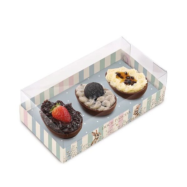 Caixa Para 3 Meios Ovos 50g - Doce Páscoa - 15,5x8x5cm - 6 unidades - Cromus - Rizzo