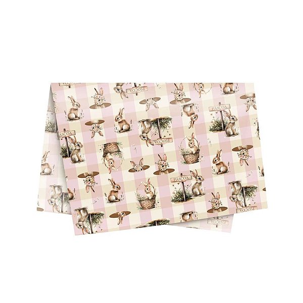 Papel de Seda - 49x69cm - Doce Páscoa Rosa - 10 unidades - Cromus - Rizzo