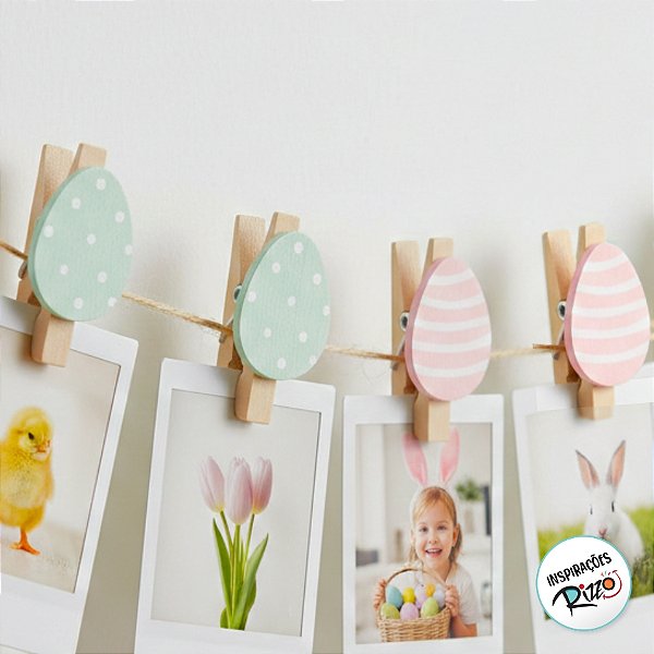 Mini Prendedor Decorativo De Páscoa - Ovo de Páscoa Rosa e Verde - 4,5cm - 6 unidades - Cromus - Rizzo