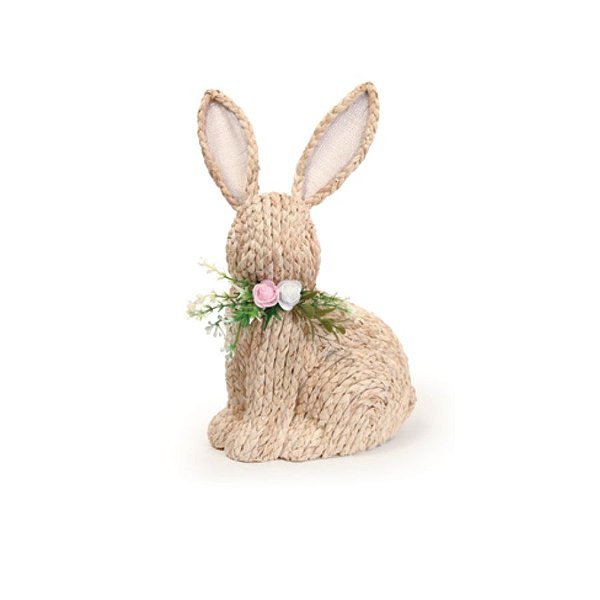 Enfeite Decorativo De Páscoa - Coelho De Palha Sentado - 20x14x32cm - 1 unidade - Cromus - Rizzo