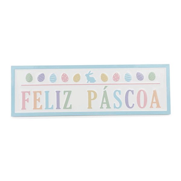 Placa Decorativa De Metal De Páscoa - Feliz Páscoa - 60x20,5cm - 1 unidade - Cromus - Rizzo