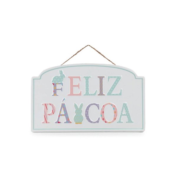 Placa Decorativa De Metal De Páscoa - Feliz Páscoa - 42x25cm - 1 unidade - Cromus - Rizzo