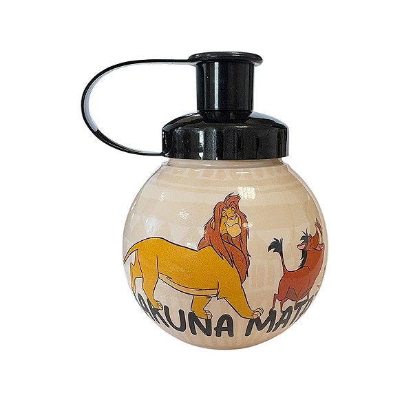Garrafa Squeeze Bola Rei Leão - Bege e Preto - 250ml  - 1 unidade - Rizzo