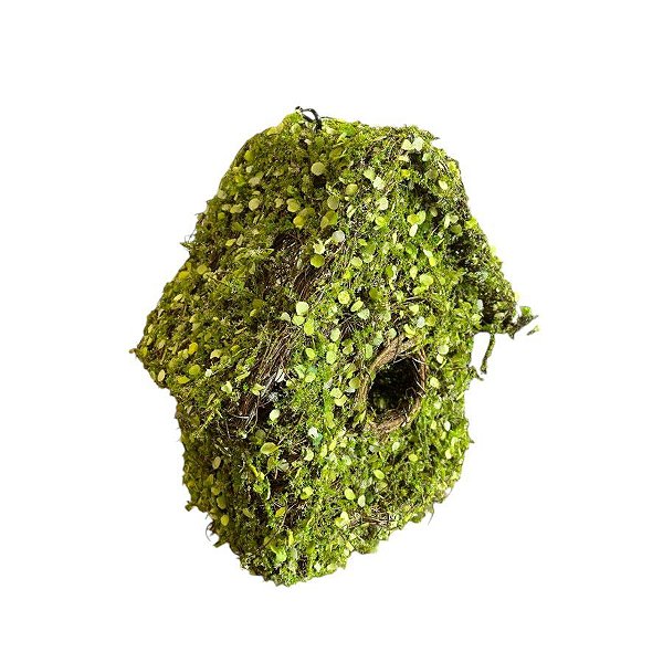 Enfeite para Pendurar Rústico - Casa de Passarinho de Folhas Verdes - 27cm - 1 unidade - Cromus - Rizzo