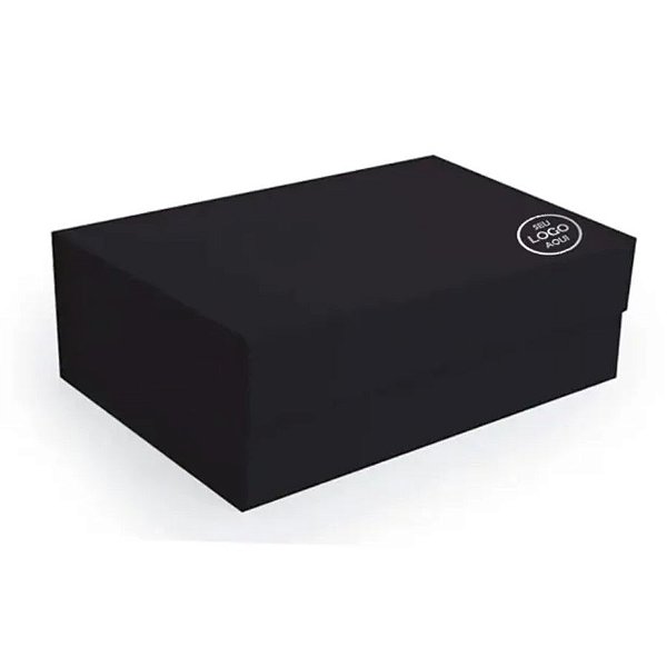 Caixa de Papel Rígido Personalizada com Mini Logo Branco - Retangular Preto com Ímã - 1 unidade - Cromus - Rizzo