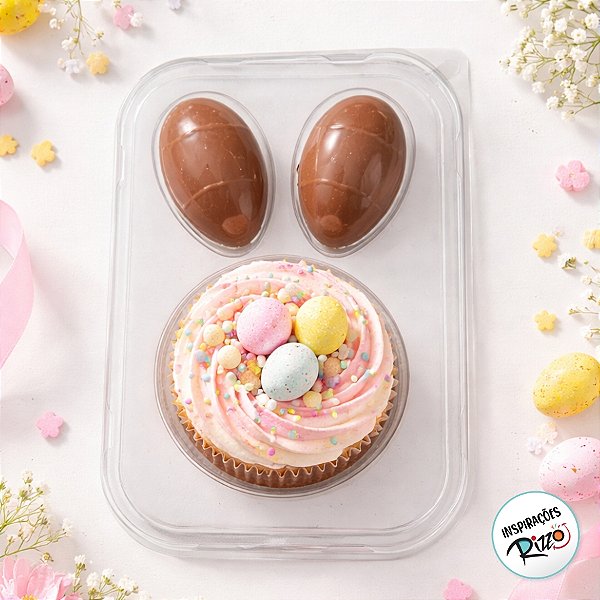 Blister Bandeja 2 Ovos 50g e 1 Bolinho - Cristal - 5 unidades - Rizzo