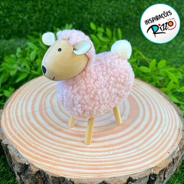 Enfeite Decorativo - Ovelha Rosa - 12cm - 1 unidade - Cromus - Rizzo
