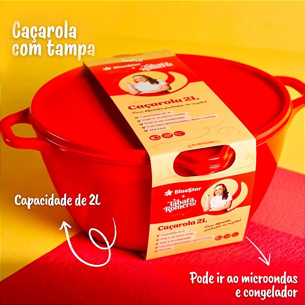 Caçarola com Tampa Vermelha - 2l - 1 unidade - BlueStar - Rizzo