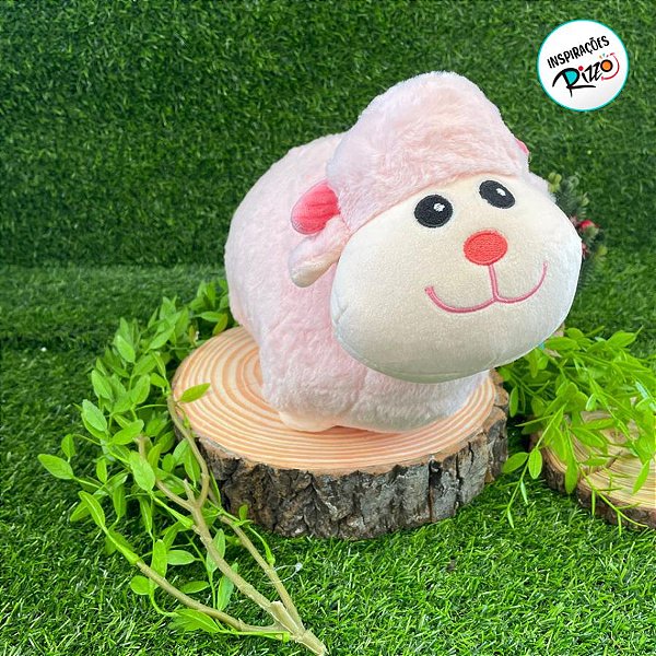 Ovelha de Pelúcia Rosa - 33cm - 1 unidade - Rizzo