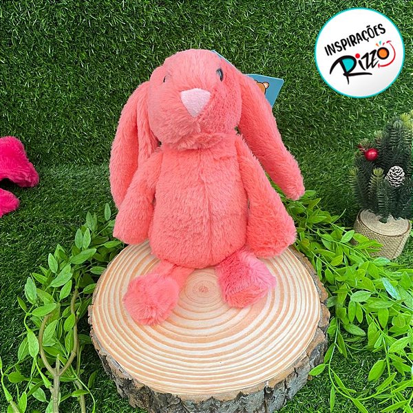Coelho de Pelúcia Rosa Claro - 30cm - 1 unidade - Rizzo